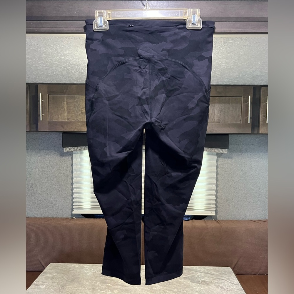 Womens Lululemon Swift Speed High Ride Crop 21" Leggings Camo Deep Coal Size 8